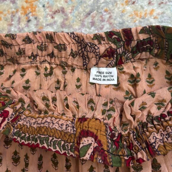 American Vintage Red and Green Patterned Wide Leg Pants - Picture 3 of 4